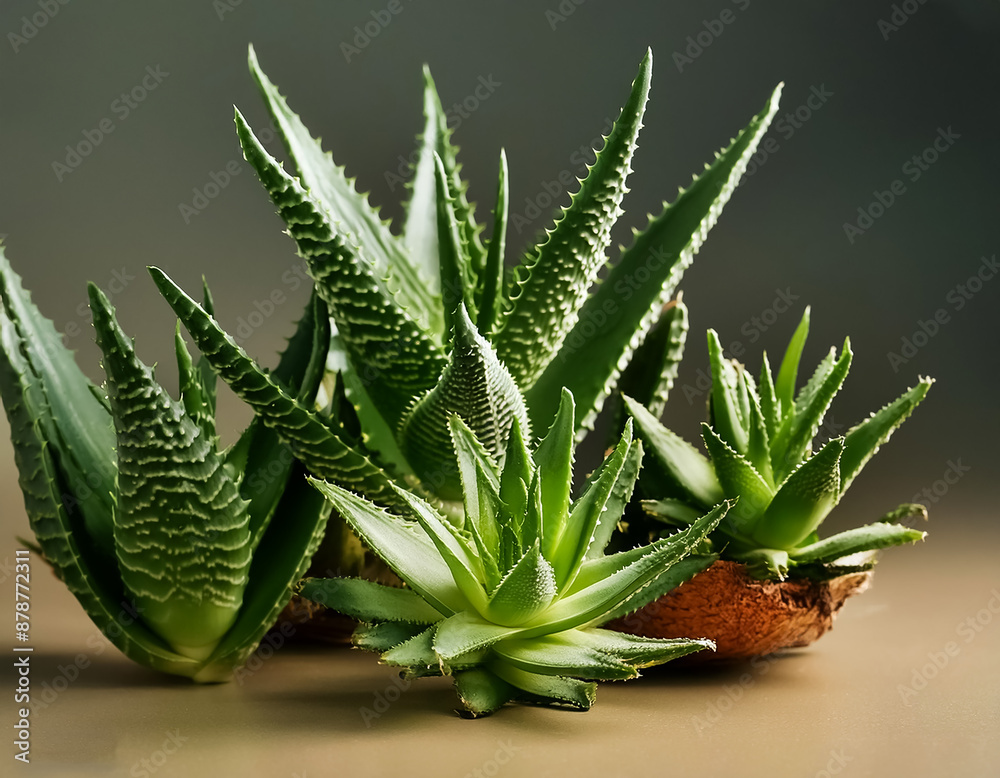 High-quality photos of aloe vera plants on a clear background High-quality photos of aloe vera plants on a clear background
