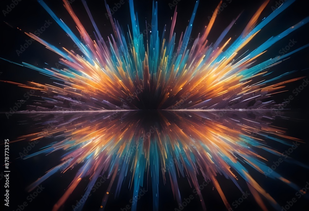 Burst flower like holographic Crystal with colorful light reflections, dark background, painting, multicolor, reflections, shiny, background, abstract, fantasy Burst flower like holographic Crystal with colorful light reflections, dark background, painting, multicolor, reflections, shiny, background, abstract, fantasy