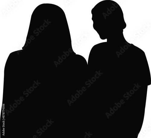 two women head, silhouette vector
