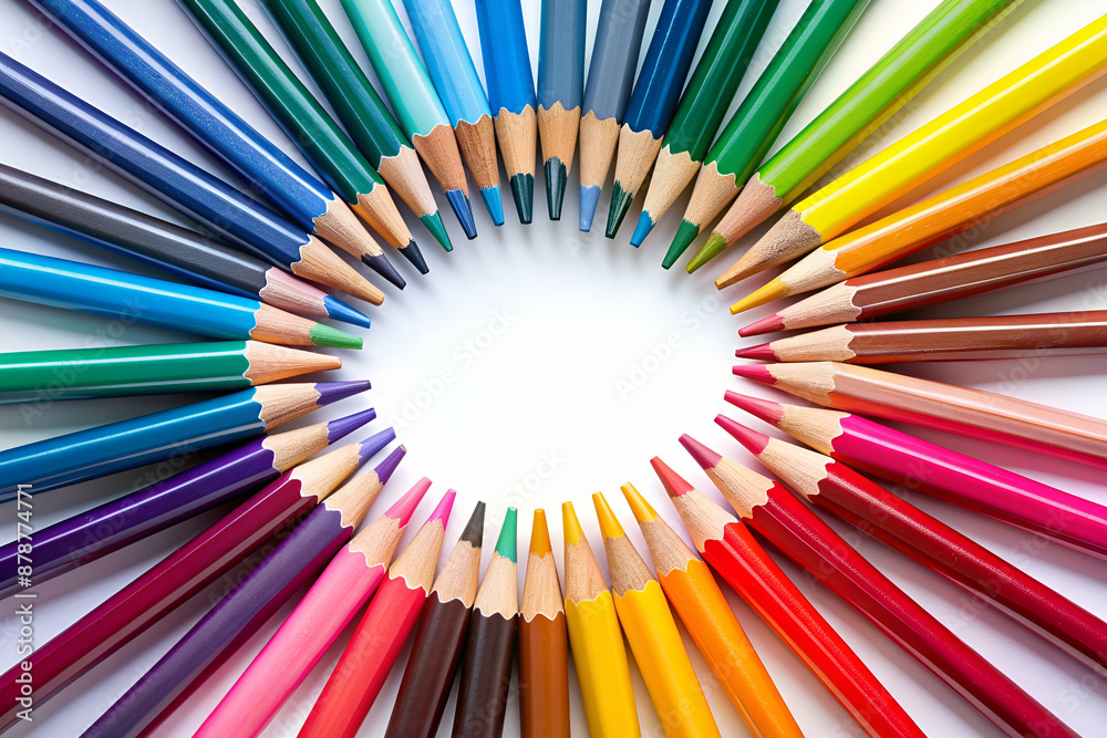 Vibrant color pencils arranged in circle Vibrant color pencils arranged in circle