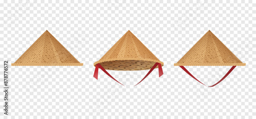 Hat bamboo. Hat farmer asian straw cap Traditional vietnamese. Flat Vector