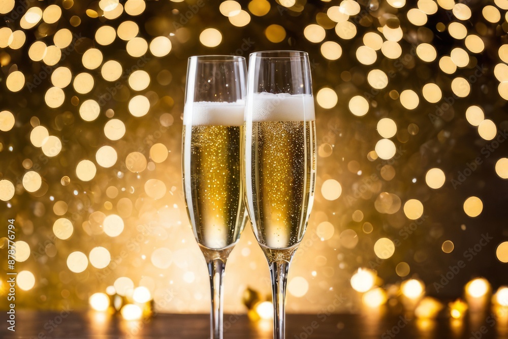 Festive Champagne Toast on Vibrant Red Background