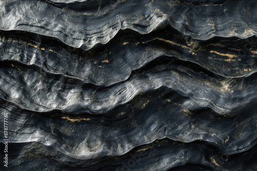 Textura Abstrata de Superfície Rochosa Escura e Ondulada - IA Generativa photo