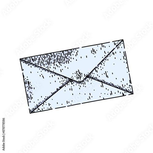 open mail paper hand drawn. card envelope, note isolated, notice send open mail paper vector sketch. isolated color illustration