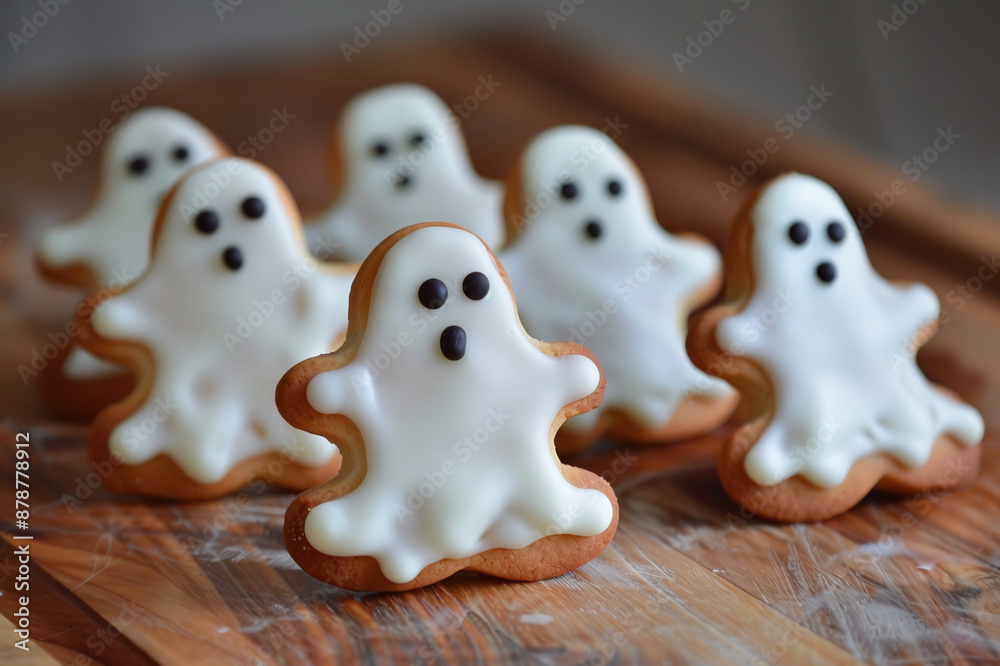 Ghost-shaped cookies, sweet treat for Halloween Ghost-shaped cookies, sweet treat for Halloween