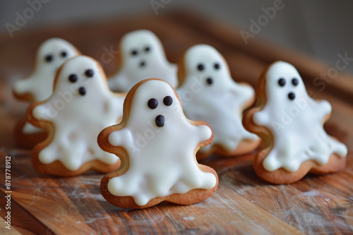 Ghost-shaped cookies, sweet treat for Halloween
