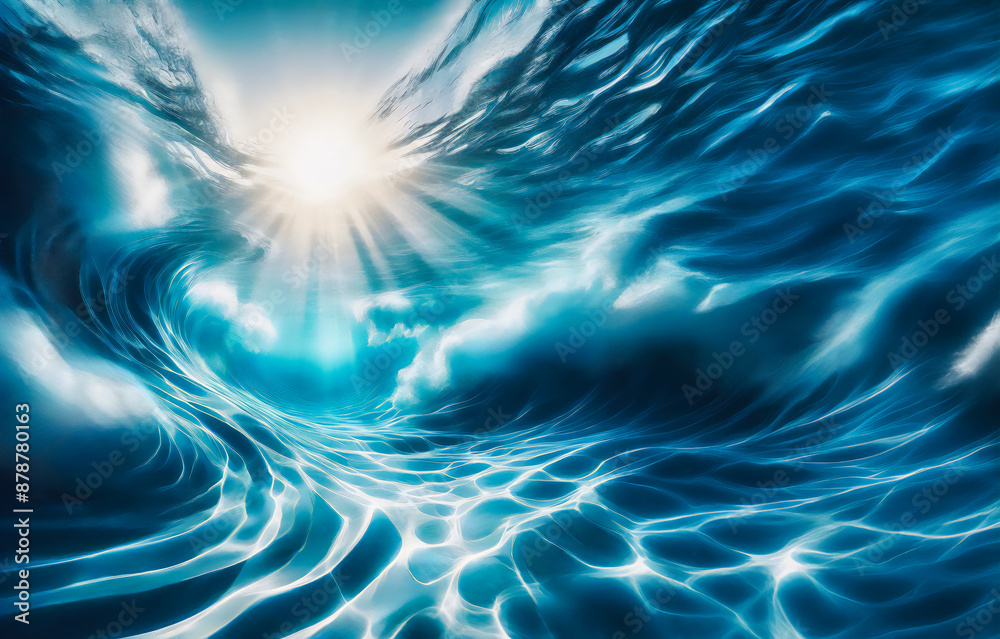 water wave underwater blue swimming pool wide panorama white background water wave underwater blue swimming pool wide panorama white background