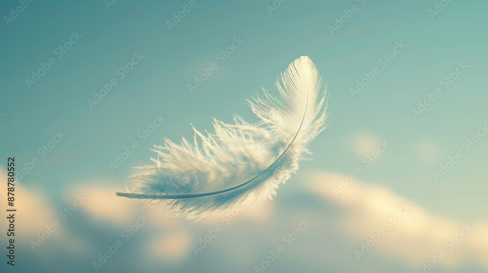 Feather Hovering in Mid-Air with Peaceful Background Feather Hovering in Mid-Air with Peaceful Background