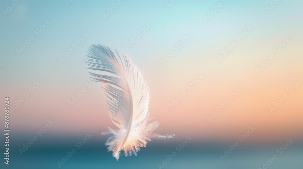 Feather Hovering in Mid-Air with Peaceful Background Feather Hovering in Mid-Air with Peaceful Background