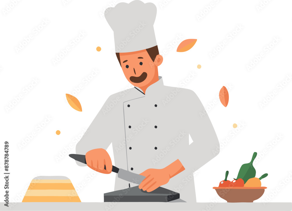 Chef preparing food on a cutting board in a kitchen with fresh ingredients Chef preparing food on a cutting board in a kitchen with fresh ingredients