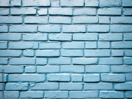 Blue brick wall background, texture of painted bricks