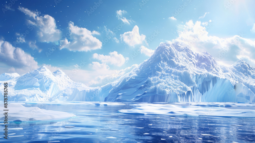 Detailed View of Ice Formations on Arctic Iceberg with Snowy Scenery Detailed View of Ice Formations on Arctic Iceberg with Snowy Scenery