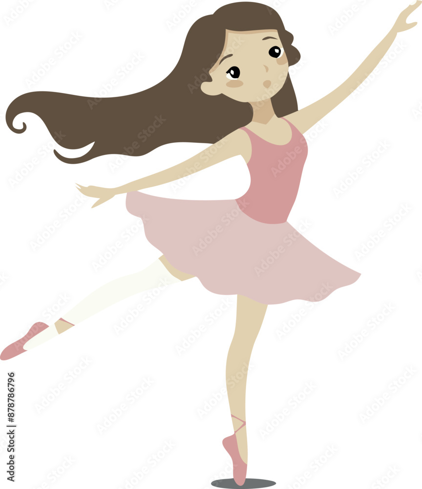 Φωτογραφία Illustration of a young ballerina performing ballet dance in pink dress
