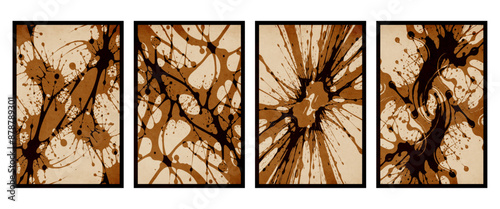 Set of 4 Abstract illustration in vintage style. For use in graphics, for wall decor. .