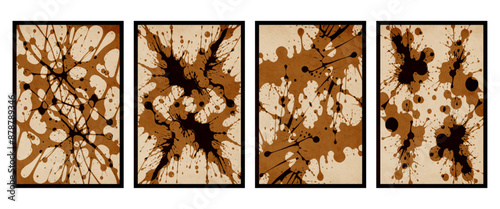 Set of 4 Abstract illustration in vintage style. For use in graphics, for wall decor. .