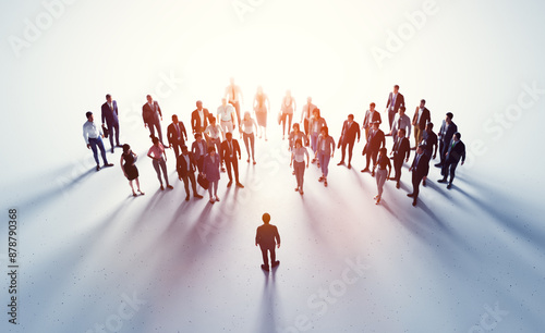 Obraz na plátne Business leader inspiring large diverse team