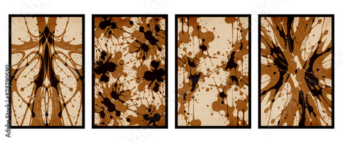 Set of 4 Abstract illustration in vintage style. For use in graphics, for wall decor. .