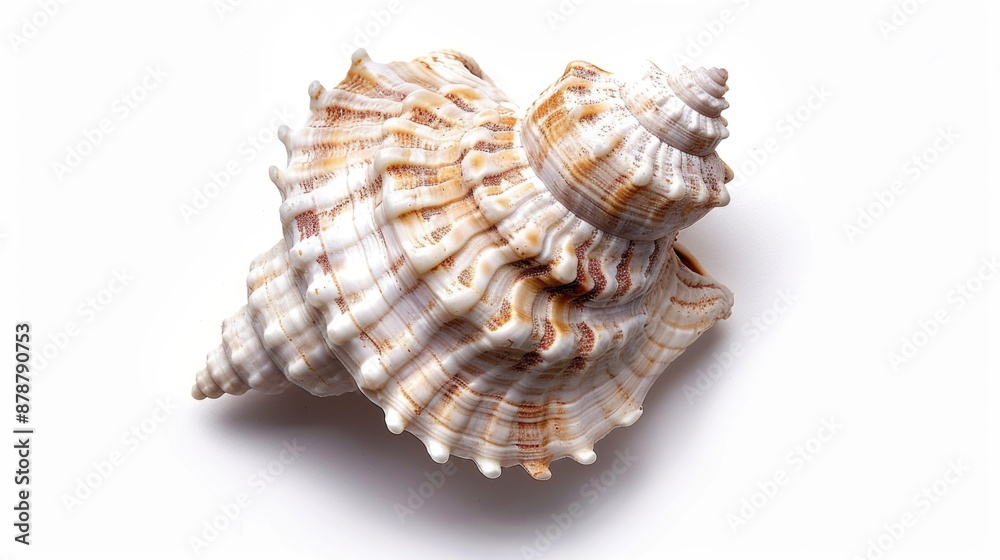 A detailed view of a seashell on a clean white surface A detailed view of a seashell on a clean white surface