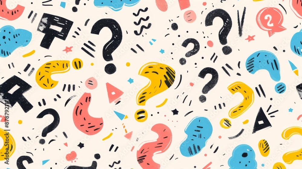 Colorful Abstract Pattern with Question Marks Colorful Abstract Pattern with Question Marks
