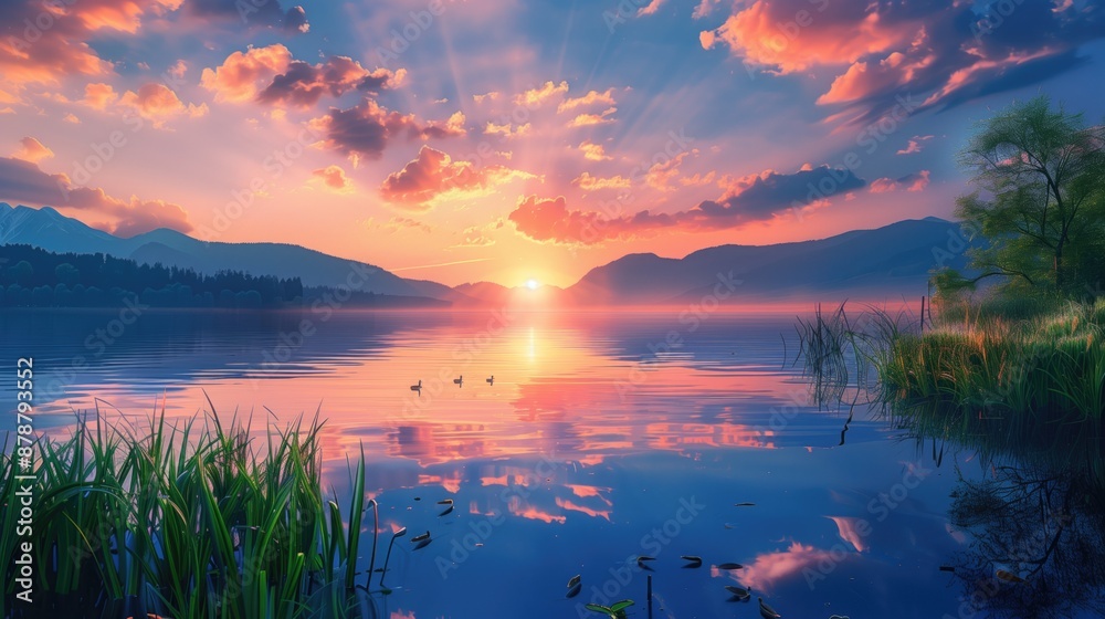 Obraz premium Free good morning scene wallpaper background photo