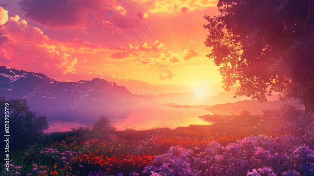 Obraz premium Free good morning scene wallpaper background photo