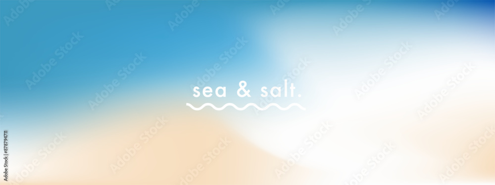 Romantic gradient sea pattern. Abstract wavy gradient background. Light blue and beige colors. Pastel. Vector wide horizontal soft neutral backdrop