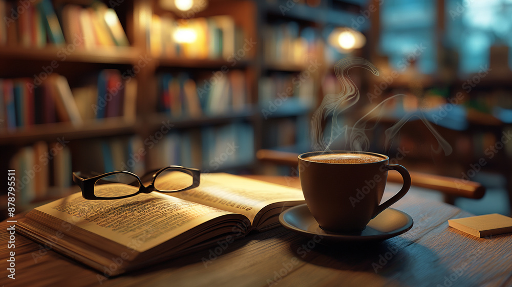 Cozy Coffee Scene in a Bookstore Cozy Coffee Scene in a Bookstore