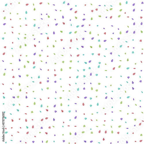 Simple Rainbow Multicolor Leafy Random Grid Leaves Pattern White Background 051