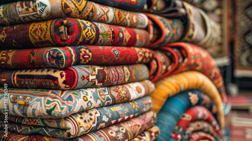 Display of ornate Oriental rugs and carpets. © Mahmud