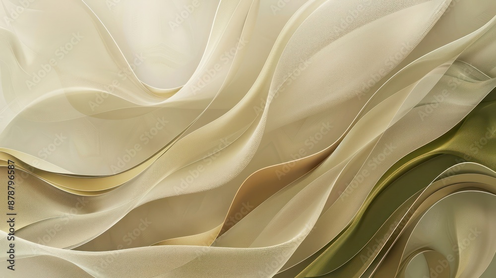 Abstract Background, a serene composition featuring earthy tones of beige, taupe, and olive, with fluid forms and intricate patterns creating a calming and sophisticated visual experience.