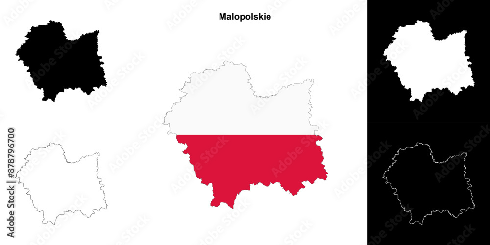 Fototapeta premium Malopolskie province outline map set
