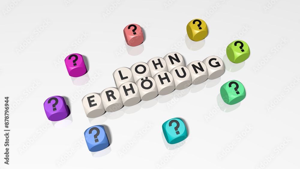 Buchstabenwürfel bilden das Wort Lohnerhöhung Buchstabenwürfel bilden das Wort Lohnerhöhung