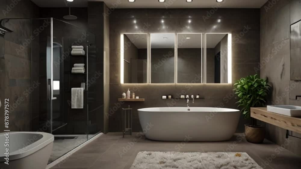 Modern bathroom interior, light and spacious, furniture. Modern bathroom interior, light and spacious, furniture.