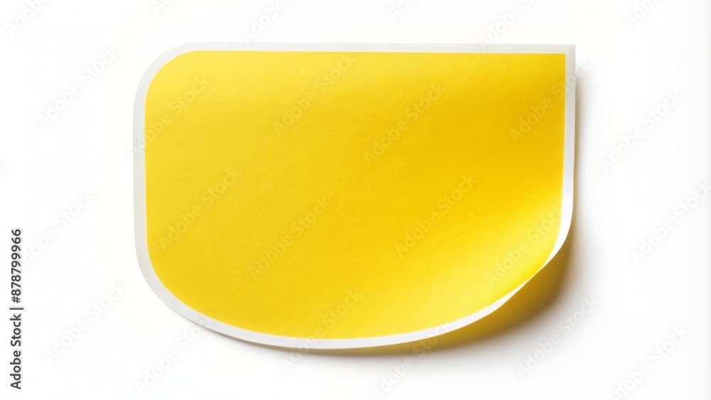 Bright yellow rectangular self-adhesive sticker on a white background. Office. Bright yellow rectangular self-adhesive sticker on a white background. Office.