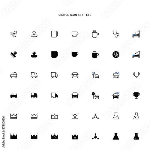 transport delivery and etc simple icon set

