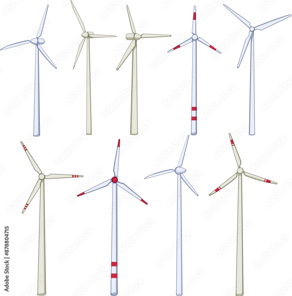 wind turbine set cartoon. green generator, environment farm, electric renewable wind turbine sign. isolated symbol vector illustration wind turbine set cartoon. green generator, environment farm, electric renewable wind turbine sign. isolated symbol vector illustration