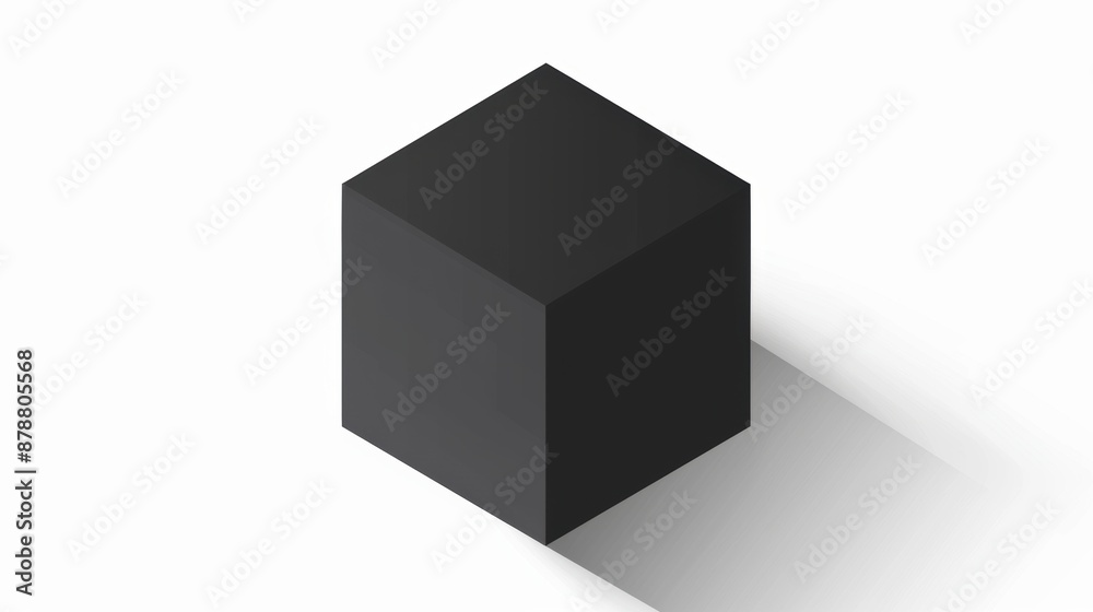 A black cube casting a shadow on a white background A black cube casting a shadow on a white background