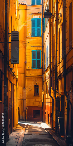 Rua Europeia Antiga com Edifícios Coloridos photo