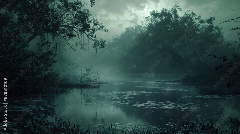 Foggy morning in a southern swamp