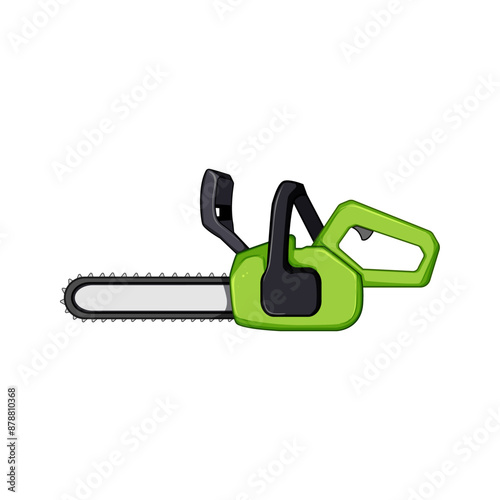 power chainsaw cartoon. worker action, climber forest, lumberjack lumber power chainsaw sign. isolated symbol vector illustration