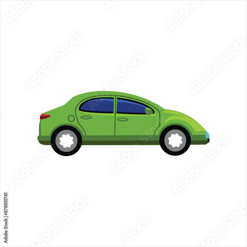 Green car isolated on white background. Car illustration in flat style. Design elements Editable car icon illustration in eps10 format. 4 wheeled vehicle illustration design