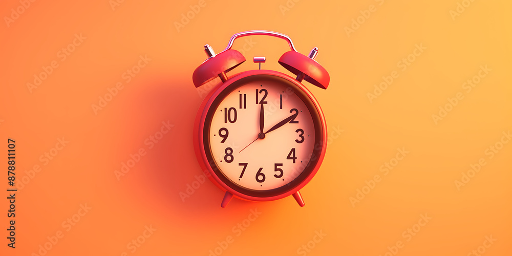 Red alarm clock on orange background, minimalist design, time management, productivity, and new beginnings.
Red alarm clock on orange background, minimalist design, time management, productivity, and new beginnings.