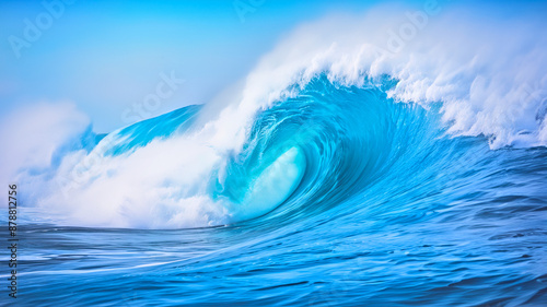 Power ocean wave. Surfing sea wave