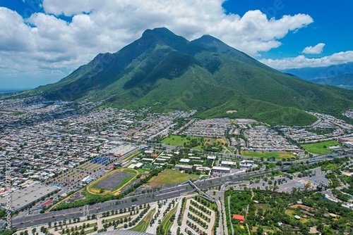 Aerial view of BBVA stadium, home of the Monterrey Football Club.First Division of Mexico or Rayados de Monterrey Nuevo Leon Mexico host of the 2026 world cup
