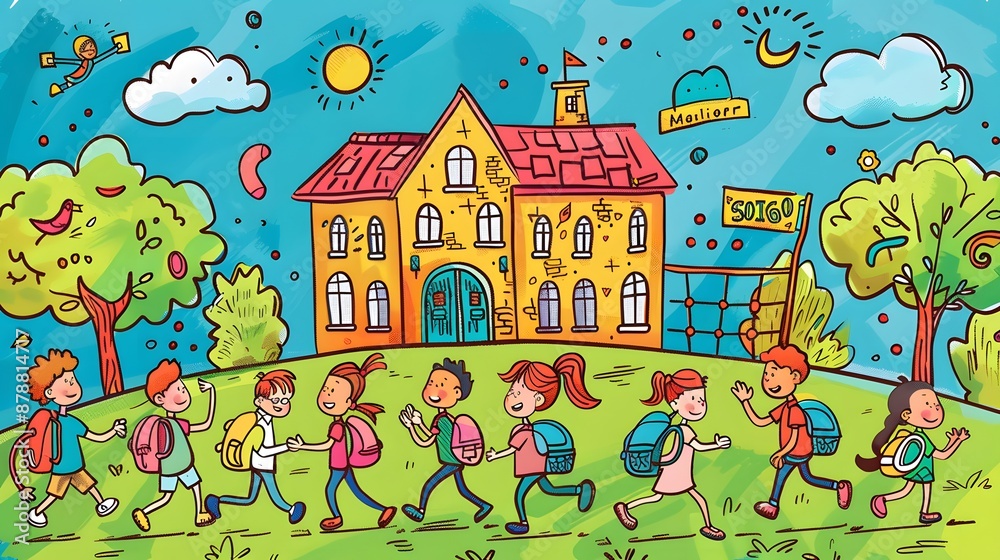 Back to school, children returning to school Back to school, children returning to school