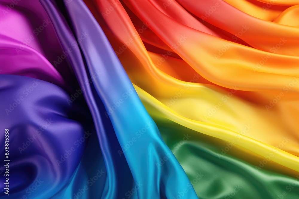Rainbow colorful of lgbtq pride flag made from silk material in horizontal photo. Rainbow colorful of lgbtq pride flag made from silk material in horizontal photo.