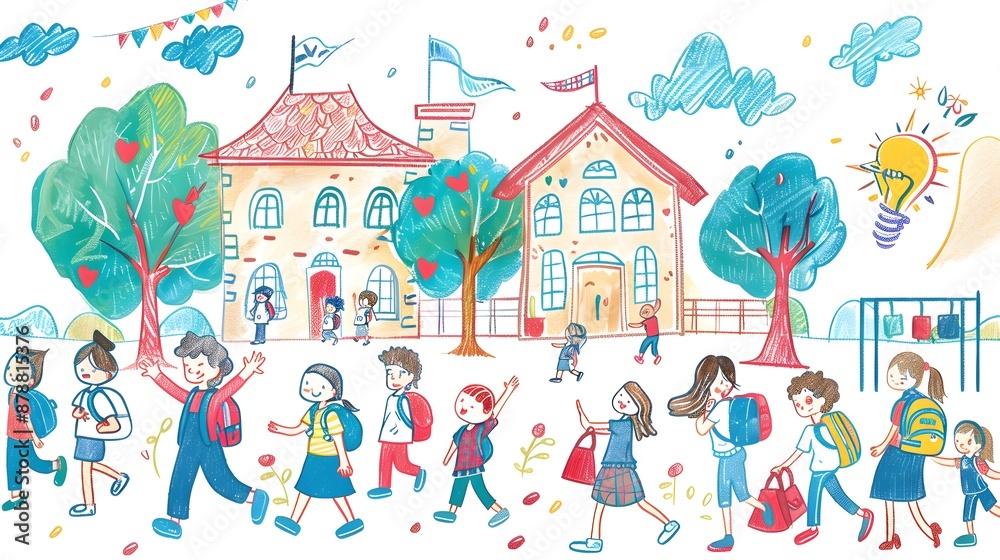 Back to school, children returning to school Back to school, children returning to school