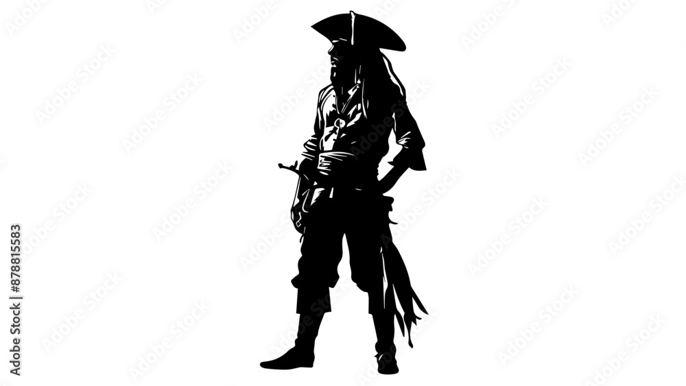Silhouette of a pirate captain Silhouette of a pirate captain