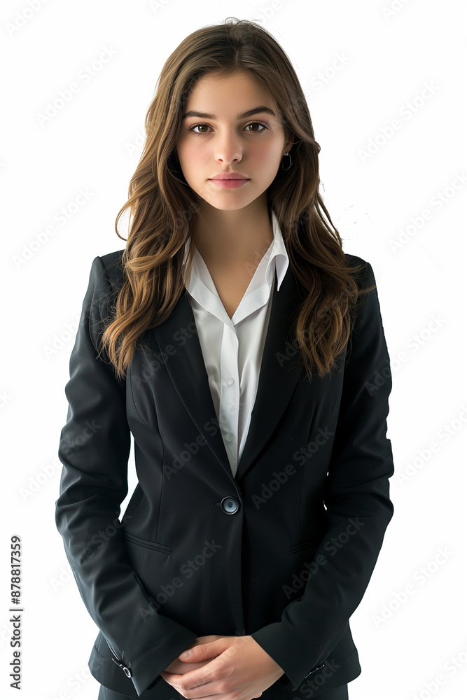 Portrait of a young stylish businesswoman in a suit isolated on white background. High quality photo Portrait of a young stylish businesswoman in a suit isolated on white background. High quality photo