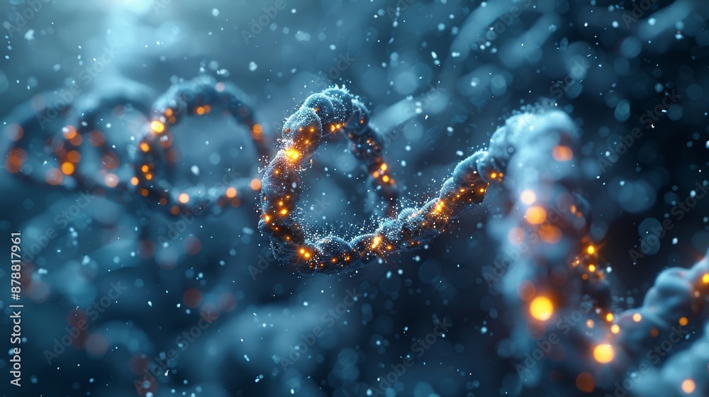 DNA molecule rotating on a blue background DNA molecule rotating on a blue background